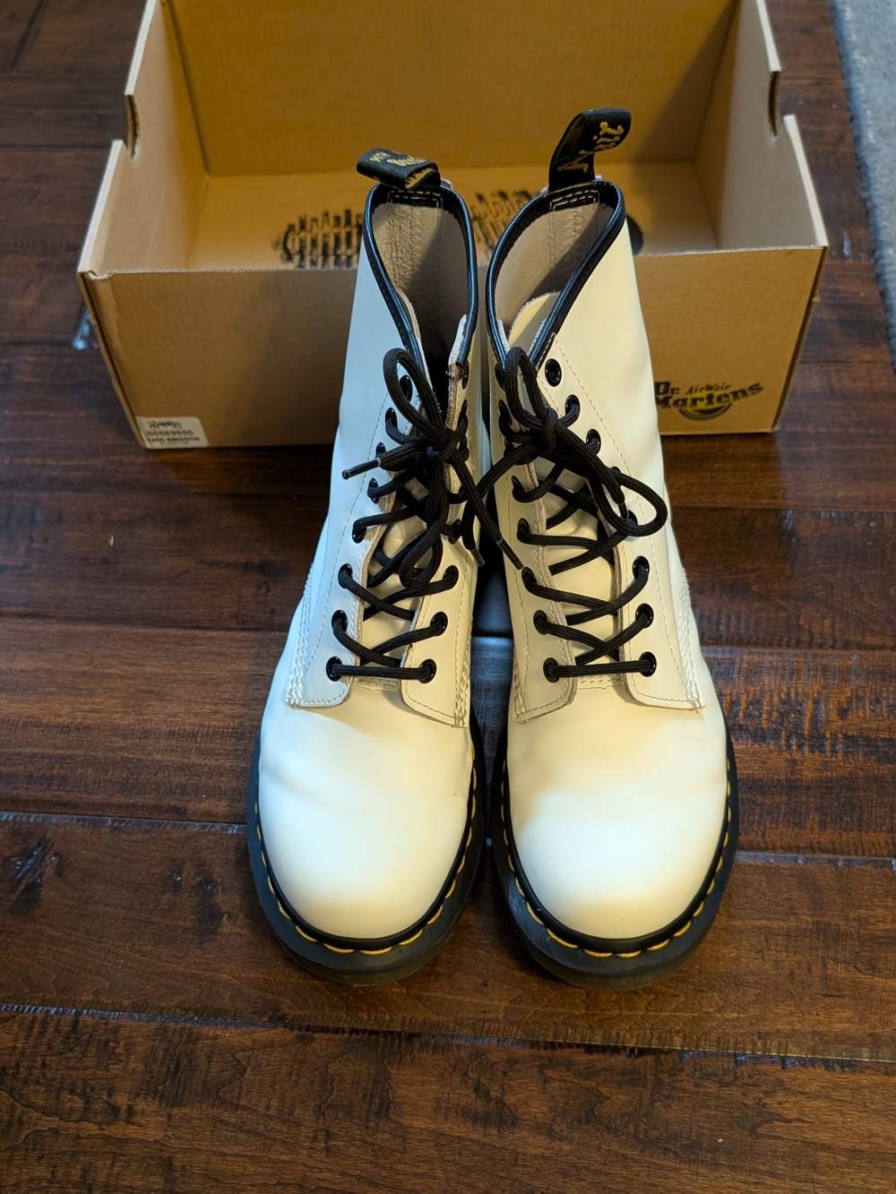 Dr. Martens 1460 Smooth White Leather Lace-Up Boots - Women